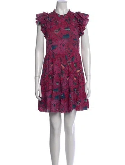 Pre-owned Ulla Johnson Floral Print Mini Dress In Red