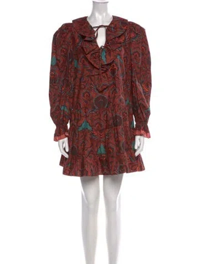 Pre-owned Ulla Johnson Floral Print Mini Dress In Red