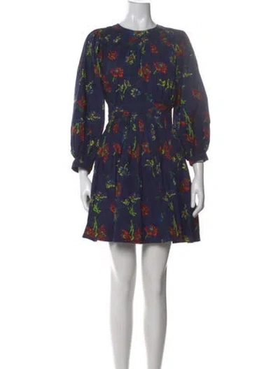 Pre-owned Ulla Johnson Floral Print Mini Dress W/ Tags In Blue