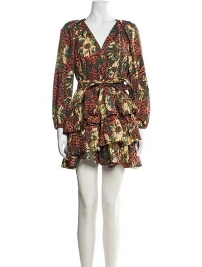 Pre-owned Ulla Johnson Floral Print Mini Dress W/ Tags In Brown