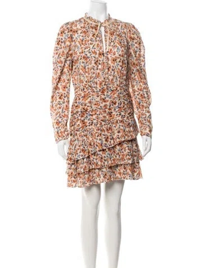 Pre-owned Ulla Johnson Floral Print Mini Dress W/ Tags In Orange