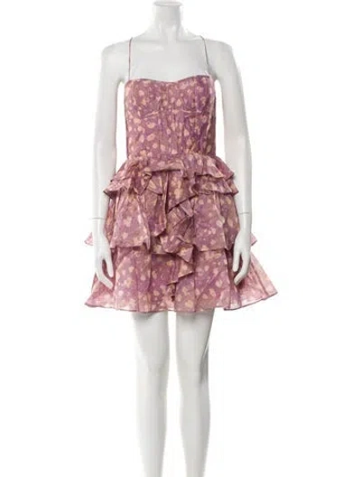 Pre-owned Ulla Johnson Floral Print Mini Dress W/ Tags In Purple
