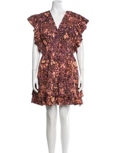 Pre-owned Ulla Johnson Floral Print Mini Dress W/ Tags In Purple