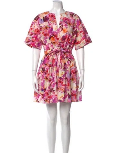 Pre-owned Ulla Johnson Floral Print Mini Dress W/ Tags In Red