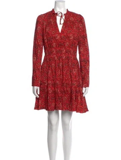 Pre-owned Ulla Johnson Floral Print Mini Dress W/ Tags In Red