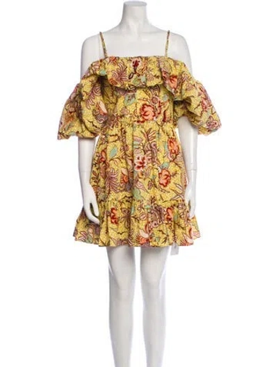 Pre-owned Ulla Johnson Floral Print Mini Dress W/ Tags In Yellow