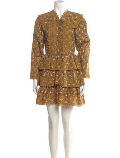 Pre-owned Ulla Johnson Floral Print Mini Dress W/ Tags In Yellow