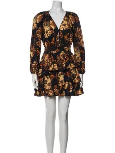 Pre-owned Ulla Johnson Floral Print Mini Dress W/ Tags In Yellow