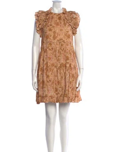Pre-owned Ulla Johnson Floral Print Mini Dress W/ Tags In Yellow