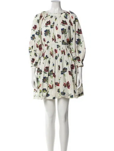 Pre-owned Ulla Johnson Floral Print Mini Dress In White