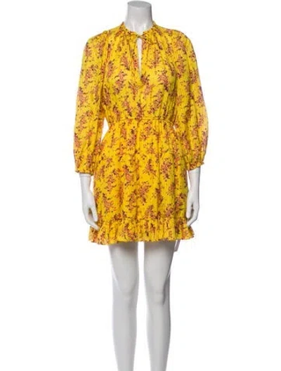 Pre-owned Ulla Johnson Floral Print Mini Dress In Yellow