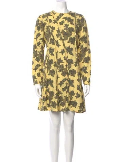 Pre-owned Ulla Johnson Floral Print Mini Dress In Yellow