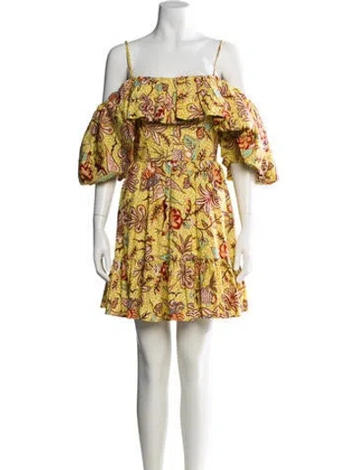 Pre-owned Ulla Johnson Floral Print Mini Dress In Yellow
