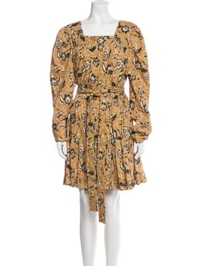 Pre-owned Ulla Johnson Floral Print Mini Dress In Yellow