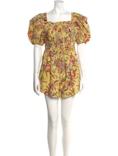 Pre-owned Ulla Johnson Floral Print Mini Dress In Yellow