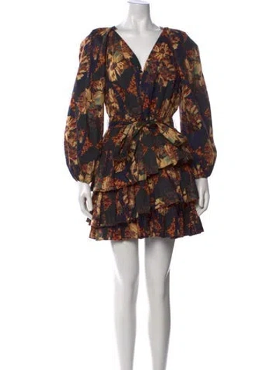 Pre-owned Ulla Johnson Floral Print Mini Dress In Yellow