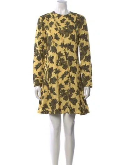 Pre-owned Ulla Johnson Floral Print Mini Dress In Yellow