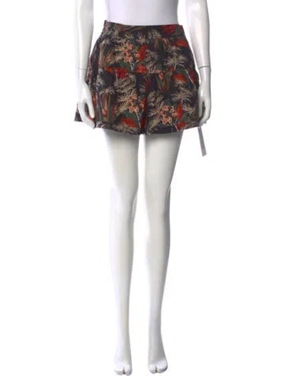 Pre-owned Ulla Johnson Floral Print Mini Shorts In Black
