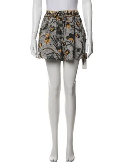 Pre-owned Ulla Johnson Floral Print Mini Shorts In Black