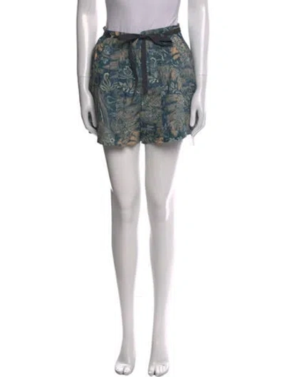 Pre-owned Ulla Johnson Floral Print Mini Shorts In Blue