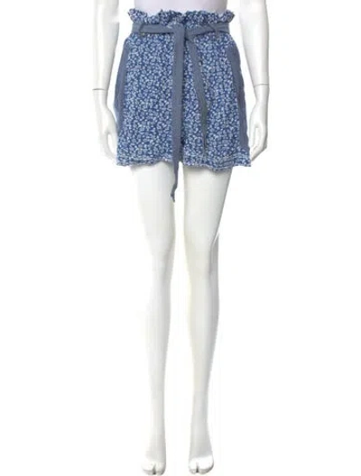 Pre-owned Ulla Johnson Floral Print Mini Shorts In Blue