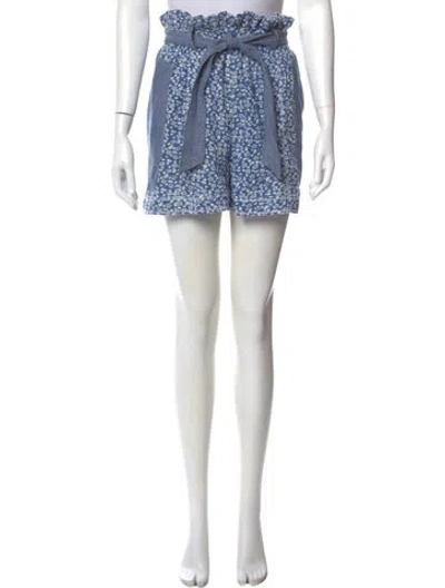 Pre-owned Ulla Johnson Floral Print Mini Shorts In Blue
