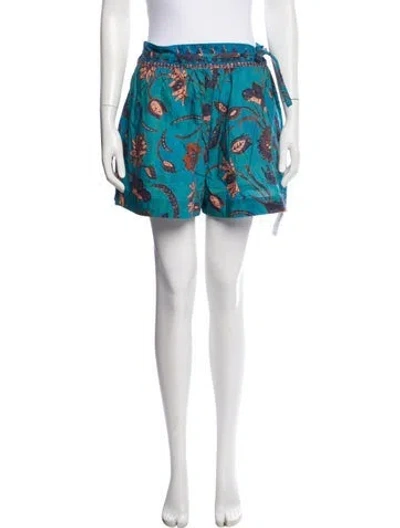 Pre-owned Ulla Johnson Floral Print Mini Shorts In Blue