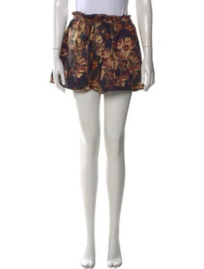 Pre-owned Ulla Johnson Floral Print Mini Shorts In Blue