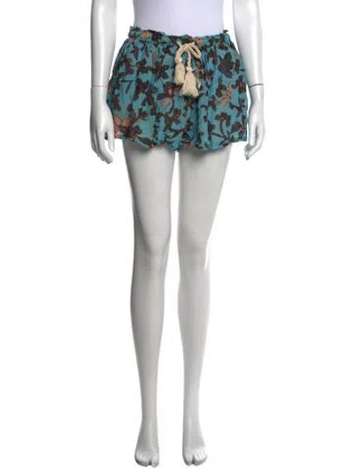 Pre-owned Ulla Johnson Floral Print Mini Shorts In Blue
