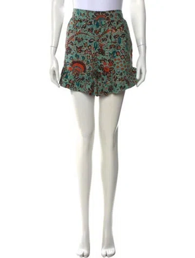 Pre-owned Ulla Johnson Floral Print Mini Shorts In Blue