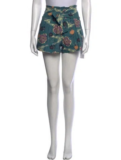 Pre-owned Ulla Johnson Floral Print Mini Shorts In Blue