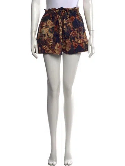 Pre-owned Ulla Johnson Floral Print Mini Shorts In Blue