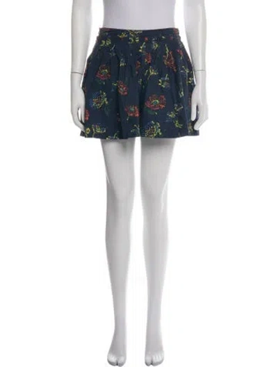 Pre-owned Ulla Johnson Floral Print Mini Shorts In Blue