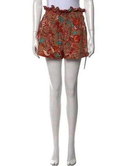 Pre-owned Ulla Johnson Floral Print Mini Shorts In Blue/green/red