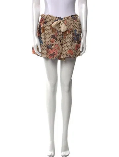 Pre-owned Ulla Johnson Floral Print Mini Shorts In Brown