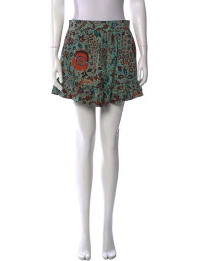 Pre-owned Ulla Johnson Floral Print Mini Shorts In Green