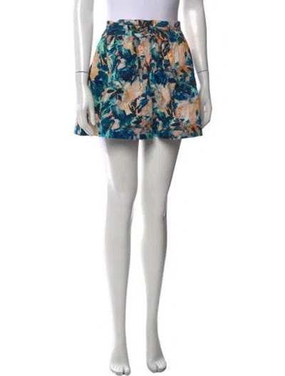 Pre-owned Ulla Johnson Floral Print Mini Shorts In Green