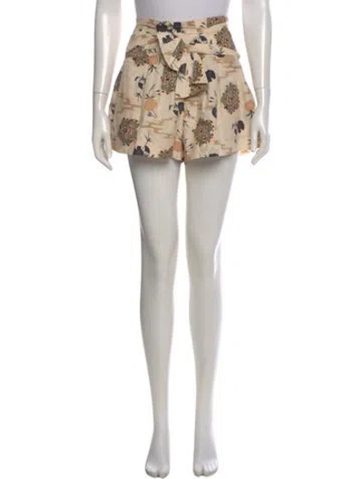 Pre-owned Ulla Johnson Floral Print Mini Shorts In Neutral