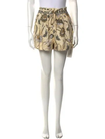 Pre-owned Ulla Johnson Floral Print Mini Shorts In Neutrals