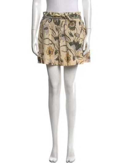 Pre-owned Ulla Johnson Floral Print Mini Shorts In Neutrals