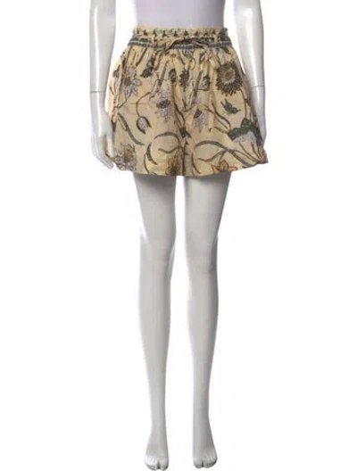 Pre-owned Ulla Johnson Floral Print Mini Shorts In Neutrals