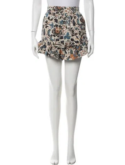 Pre-owned Ulla Johnson Floral Print Mini Shorts In Neutrals