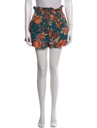 Pre-owned Ulla Johnson Floral Print Mini Shorts In Orange