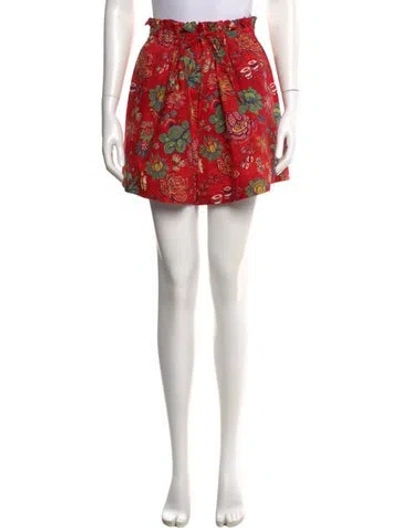 Pre-owned Ulla Johnson Floral Print Mini Shorts In Orange