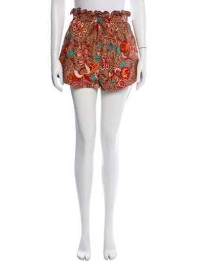 Pre-owned Ulla Johnson Floral Print Mini Shorts In Orange