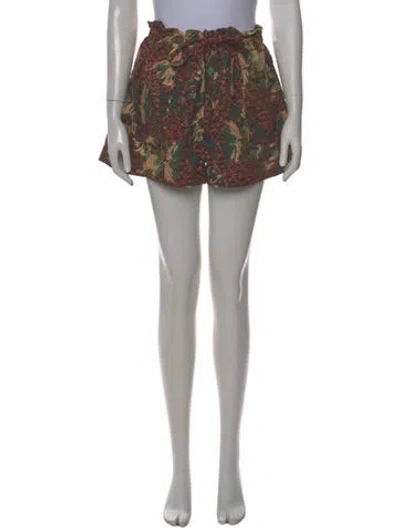Pre-owned Ulla Johnson Floral Print Mini Shorts In Orange