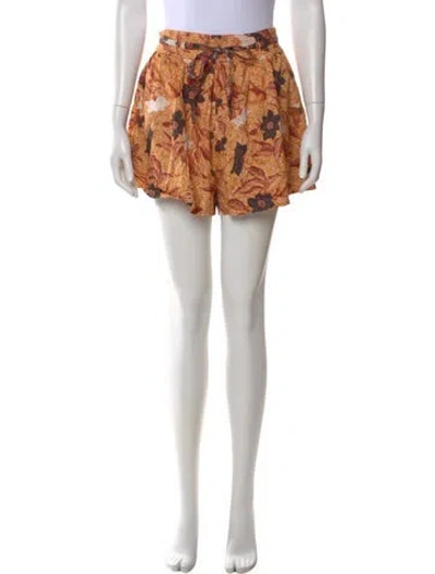 Pre-owned Ulla Johnson Floral Print Mini Shorts In Orange