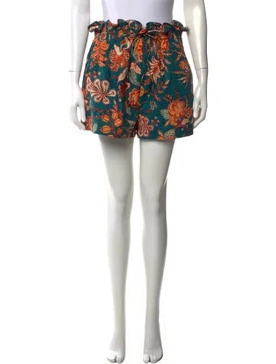 Pre-owned Ulla Johnson Floral Print Mini Shorts In Orange