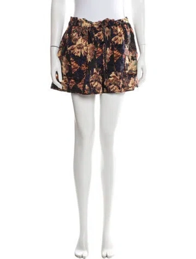 Pre-owned Ulla Johnson Floral Print Mini Shorts In Orange