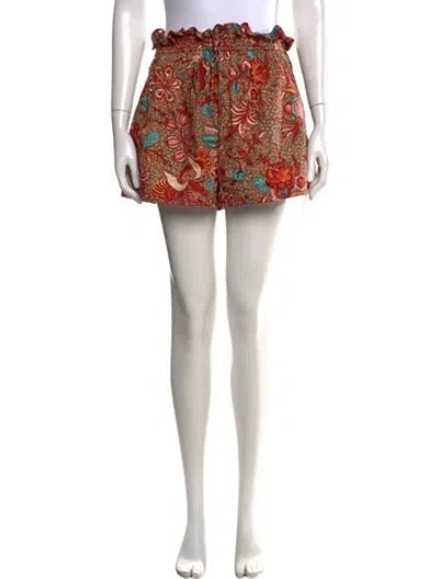 Pre-owned Ulla Johnson Floral Print Mini Shorts In Orange